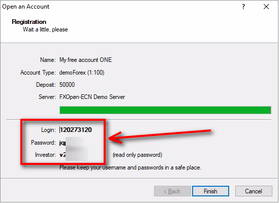 Always save MT4 passwords as a screenshot;Best way to keep your MetaTrader passwords safe and be able to find them anytime is to save them as a screenshot on your computer. After you create an account on MT4, the last screen of this process will show you all information on the new account. In the example screenshot, you can see it shows account name, type, deposit type, server name, login (MT4 account number) and both password (main and investor). If you click Finish at this stage, you won't see them again. Forex broker might send them to your email, but usually, they don't. So it is best to save this window as a screenshot on your computer. I have a folder on my computer. Every time I create a new MT4 account I always save passwords as a screenshot. The file name is MT4 account number (login), so it is easy for me to find it when I need it later. Additionally, I have linked this folder with my Dropbox account, and it means I store all screenshots in the cloud as well. I can access them from any other device too.