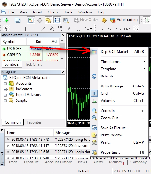 ;In investor mode, MT4 also hides other menus for trading. If you click right-mouse button on the chart, then you'll see there are no trading menu options there.