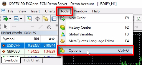 Click on Options Ctrl+O in the Tools menu;