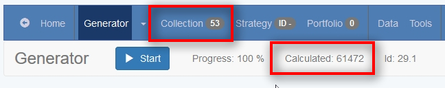 Generator Finished The Job with 53 Winning Trading Strategies In 60 minutes, the Generator created and tested 61,472 strategies, and 53 of them passed my Acceptance Criteria and Correlation filters. Now I have 53 trading strategies in my Collection. I choose the best 5 strategies and export them as MT4 Expert Advisor for automated trading. I can see their exact trading rules and parameters, which means I can use them for trading Forex manually should I want to.