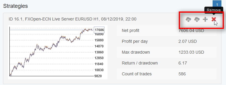  I adjust the performance filters now to have a bigger list of trading strategies. I want to export 5 strategies. I already have 2, so 3 more left to find. Before I adjust the filters, I remove both exported strategies from the Collection so that I won't end up exporting them again later.